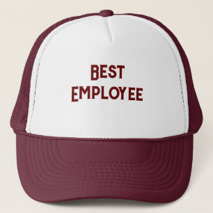 Gorra De Camionero Mejor texto de empleado blanco y color marrón