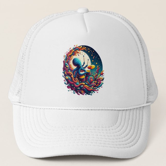 Gorra De Camionero Melodías iluminadas Octopus Drummer (Anverso)