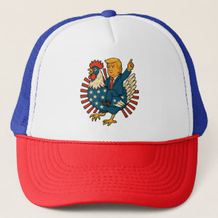 Gorra De Camionero Meme divertido de Jockey sobre pollo Trump