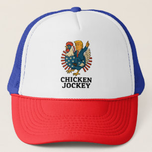 Gorra De Camionero Meme divertido de Jockey sobre pollo Trump