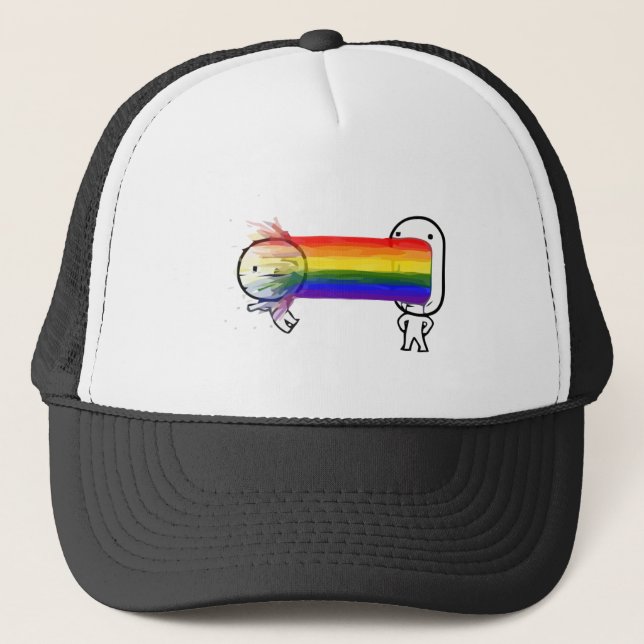 Gorra De Camionero meme puking del arco iris (Anverso)