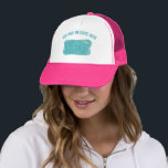 Gorra De Camionero Mensaje de Personalizado de cámara desechable Gráf<br><div class="desc">Agregue un nombre o un mensaje divertido para crear su propio personalizado. El gorra de este camionero presenta un ilustracion de estilo angustiado de una cámara retro desechable en azul verde azulado con su propio mensaje en el texto de coordinación anterior.</div>