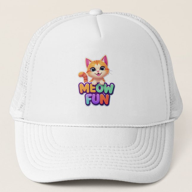 Gorra De Camionero Meow Fun - Cute Smiling Cat Hat (Anverso)