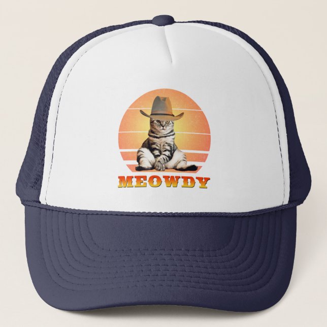 Gorra De Camionero Meowdy Funny Cowboy Cat (Anverso)