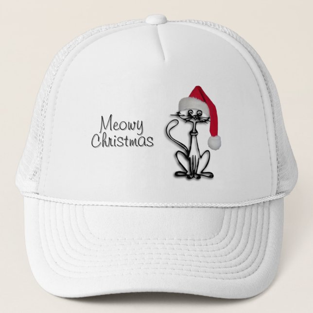 Gorra De Camionero Meowy Christmas Kitty Cat Hat (Anverso)