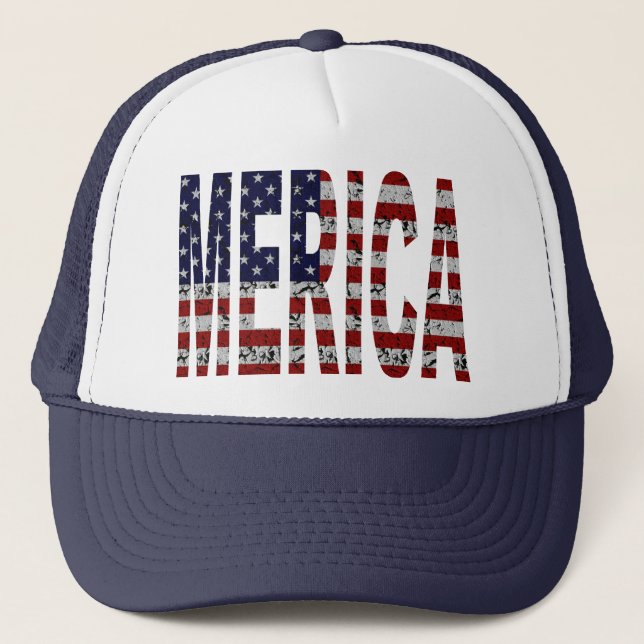 Gorra De Camionero 'MERICA - Bandera de los E.E.U.U. del Grunge (Anverso)