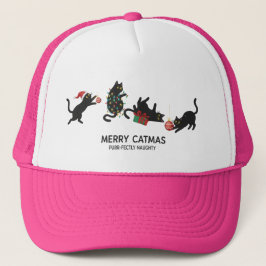 Gorra De Camionero Merry Catmas Naughty Kitten Funny Christmas Hat