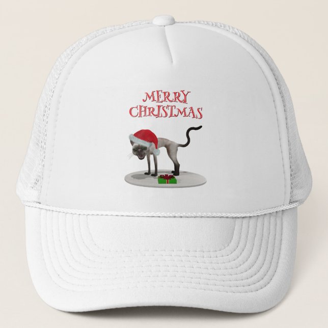 Gorra De Camionero Merry Christmas. Cat with Santa hat (Anverso)