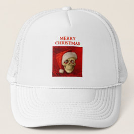 Gorra De Camionero Merry Christmas. Skull wearing Santa hat
