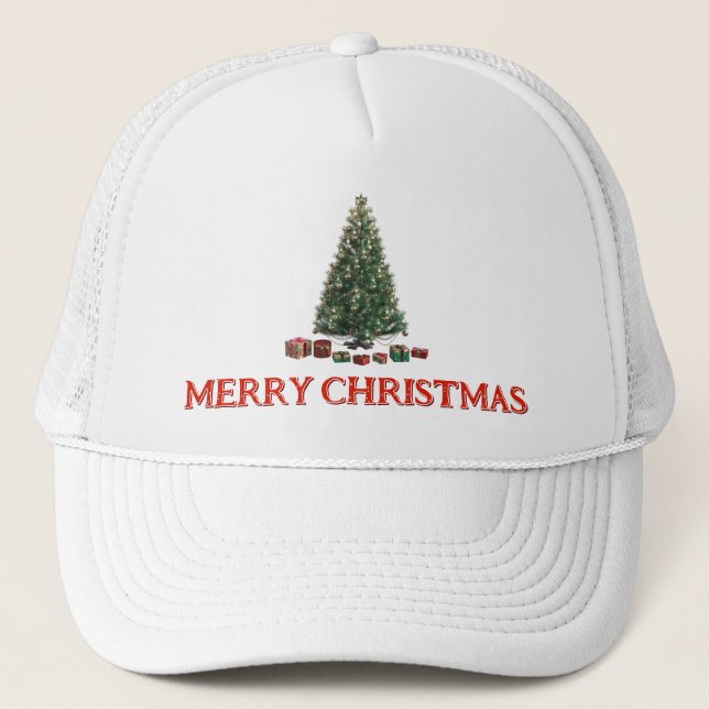 Gorra De Camionero Merry Christmas. Tree (design 1) with gifts (Anverso)