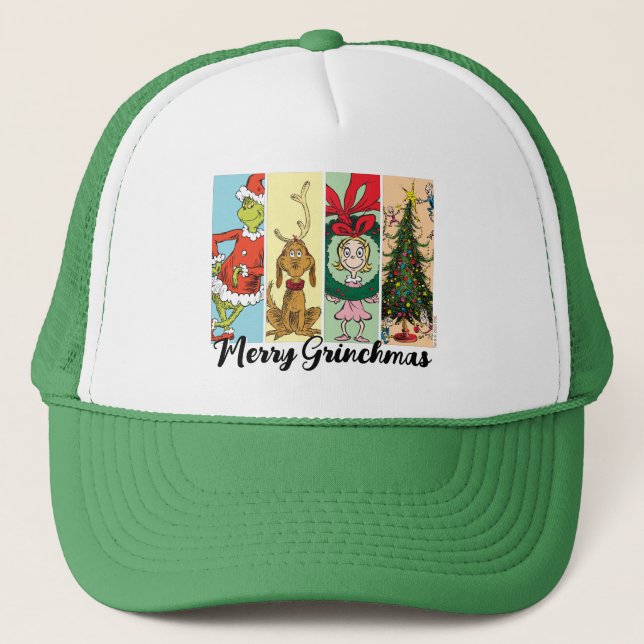 Gorra De Camionero Merry Grinchmas Holiday Collage (Anverso)