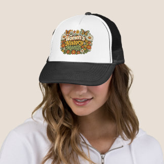 Gorra De Camionero Mes de la Historia de la Mujer Retro 70s Floral Gr