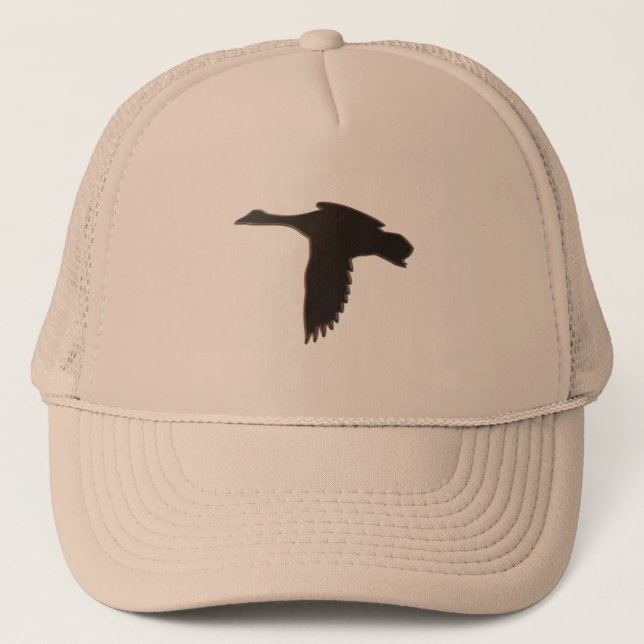 Gorra De Camionero Metalizado negro - Pato mallard en vuelo (Anverso)