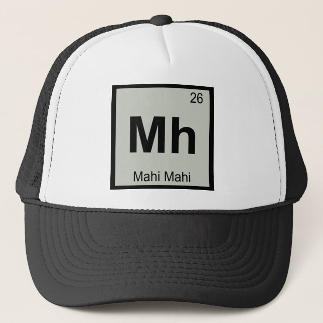 Gorra De Camionero Mh - Mahi Mahi - Símbolo de tabla periódica de quí (Anverso)