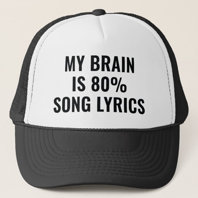 Gorra De Camionero Mi Cerebro Es Letras De Canción Del 80% (Anverso)