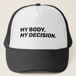 Gorra De Camionero Mi cuerpo mi decisión minimalista blanca negra