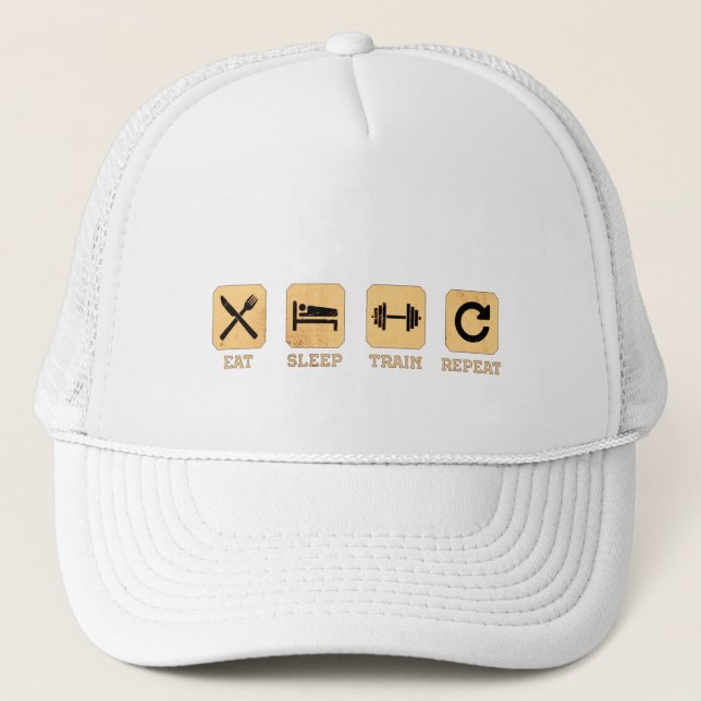 Gorra De Camionero Mi estilo de vida comiendo Sleep Trucker Repetir S (Anverso)