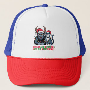 Gorra De Camionero Mi gato y Krampus tienen la misma energía divertid