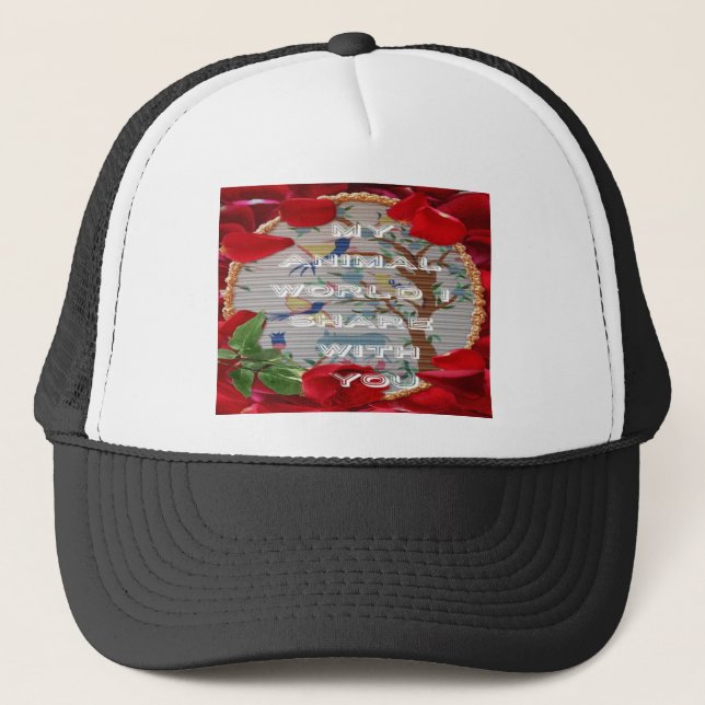 Gorra De Camionero Mi mundo animal: Hermoso diseño de árboles y aves (Anverso)