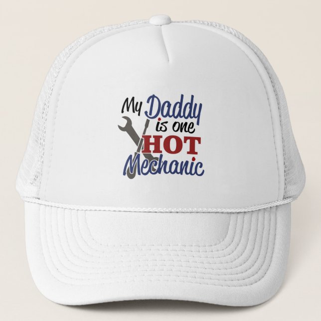 Gorra De Camionero Mi papá es un mecánico caliente (Anverso)
