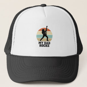 Gorra De Camionero Mi Papá Rocks Diseño de Camiseta de Guitarra Vinta