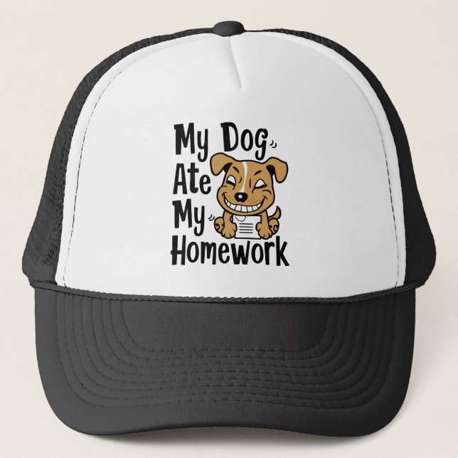 Gorra De Camionero Mi perro se comió mi tarea (Anverso)