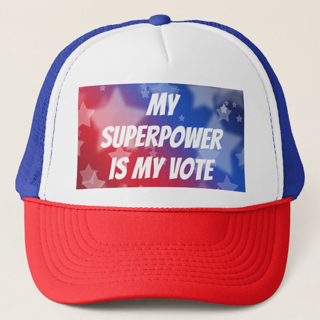 Gorra De Camionero Mi superpoder es mi voto (Anverso)