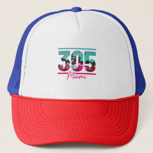Gorra De Camionero Miami 305 Area Code Florida Vintage Palm Trees Pri