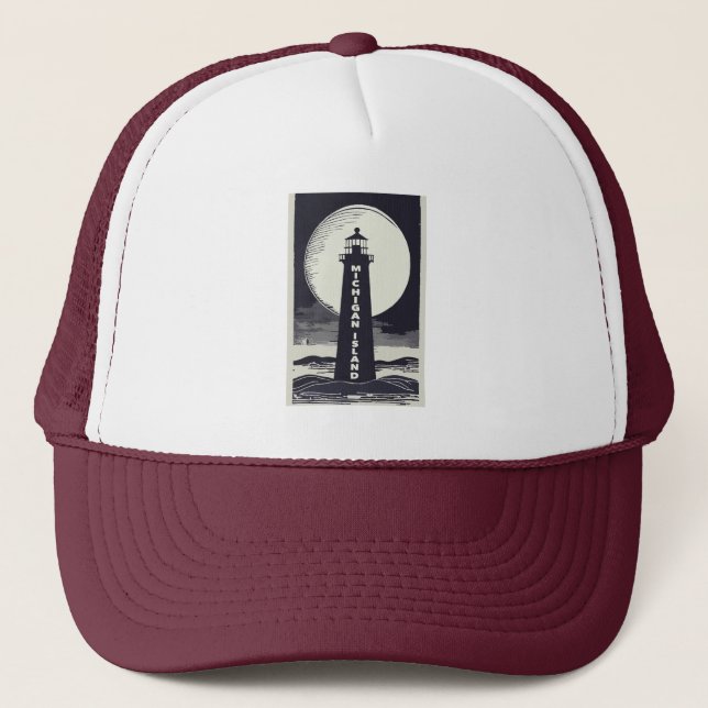 Gorra De Camionero Michigan Island Lighthouse Moon (Anverso)