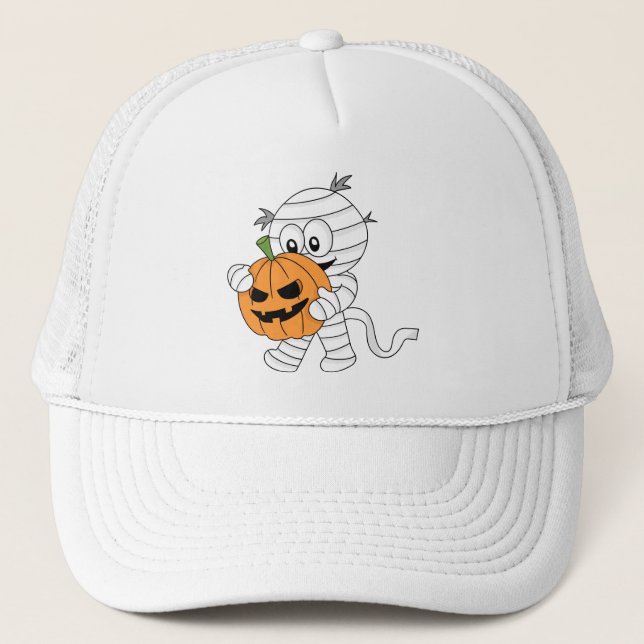 Gorra De Camionero Mímica de Personalizado Naranja con calabaza (Anverso)