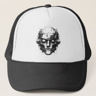 Gorra De Camionero Mind Control Cyberpunk Robot Sólo Impresión Negra