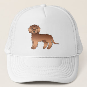 Gorra De Camionero Mini Goldendoodle Rojo Lindo Perro de Dibujos Anim