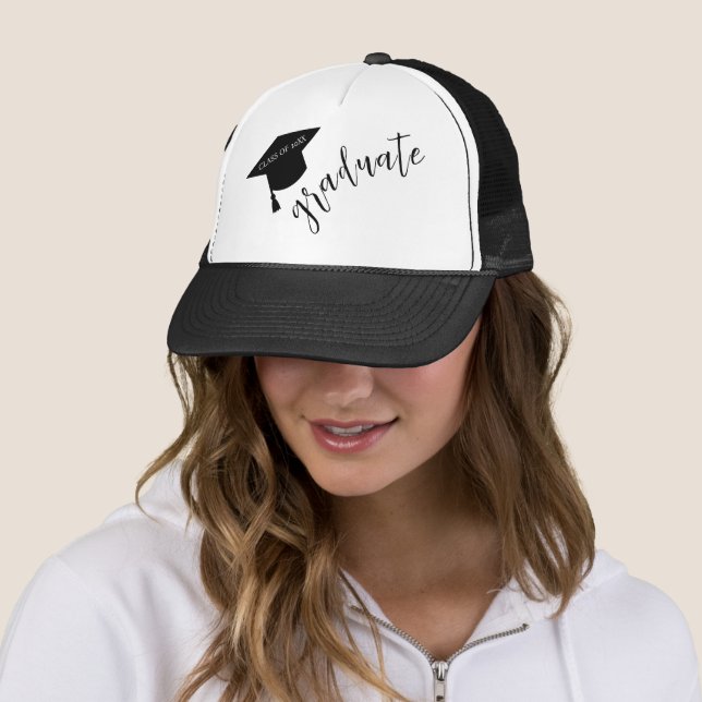 Gorra De Camionero Minimalist Grad Cap Black & White Graduation (In situ)