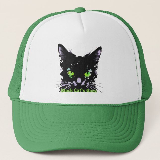 Gorra De Camionero Mirada de Gato Negro (Anverso)