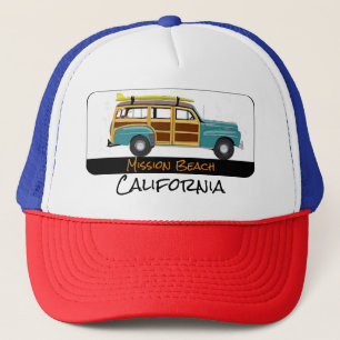 Gorra De Camionero Mission Beach, California Surf Woody Trucker Hat