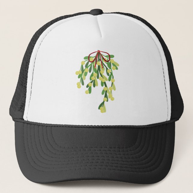 Gorra De Camionero mistletoe de navidad roja (Anverso)