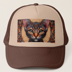 Gorra De Camionero Mítica fantástica felina ornamentada regia