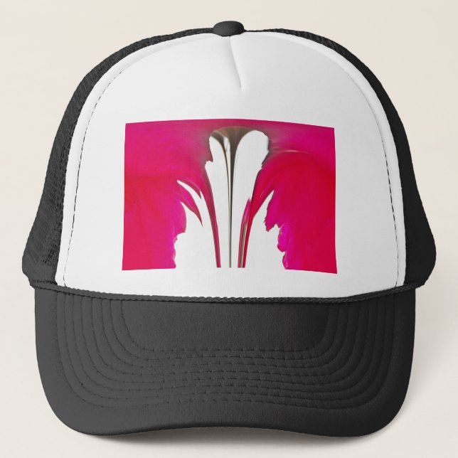 Gorra De Camionero Moda asombrosa rosa rosa roja bajo el cielo blanco (Anverso)