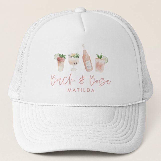 Gorra De Camionero moda del fin de semana de bachillerato rosa y beic (Anverso)