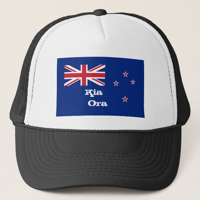 Gorra De Camionero Moda Kia Ora & New Zealand Flag / Nueva Zelanda (Anverso)