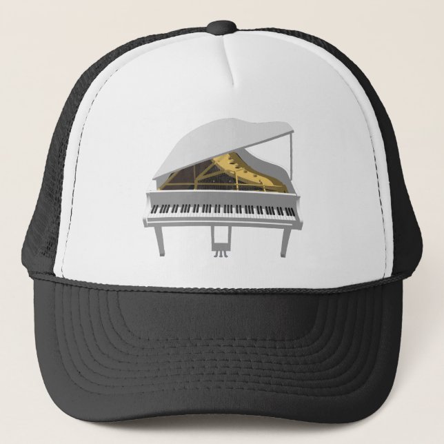 Gorra De Camionero Modelo 3D: Gran Piano Blanco: (Anverso)