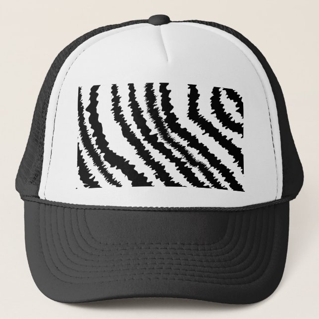 Gorra De Camionero Modelo negro del estampado de zebra (Anverso)