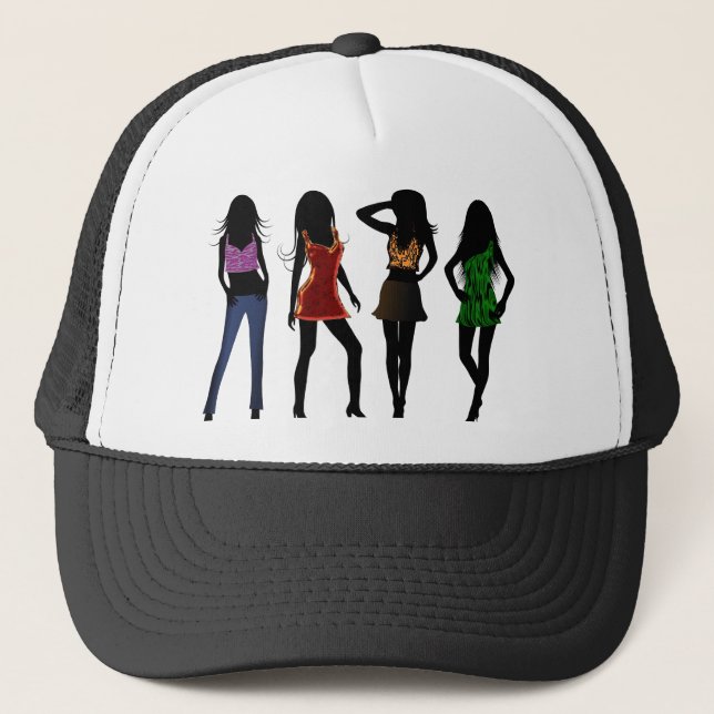 Gorra De Camionero Modelos de Chicas de moda posando con elegantes co (Anverso)