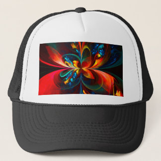 Gorra De Camionero Modern Floral Resumen Art Naranja Patrón Azul #14