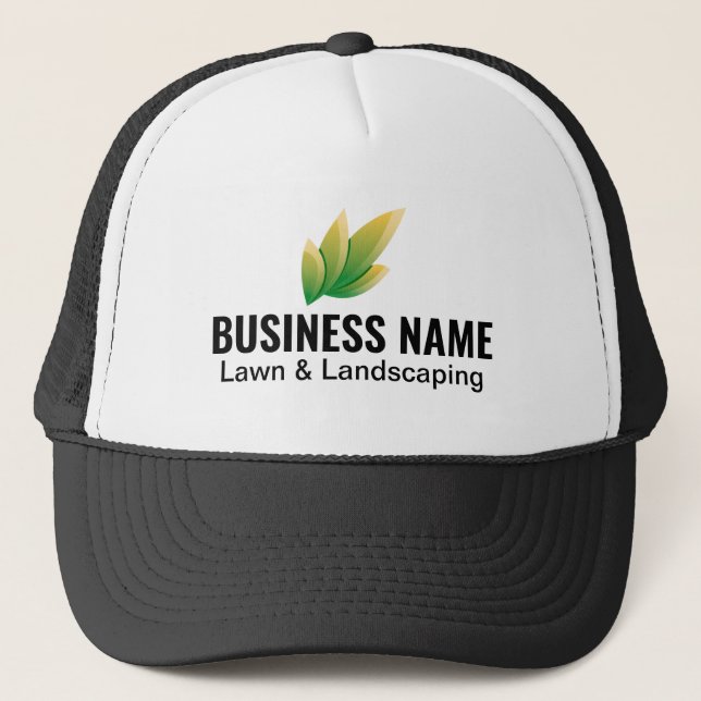 Gorra De Camionero Modern Green Leaf Landscaping Logo (Anverso)