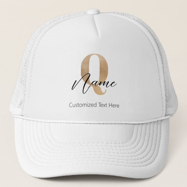 Gorra De Camionero Modern Monogrammed Initial Q & Name Personalized (Anverso)