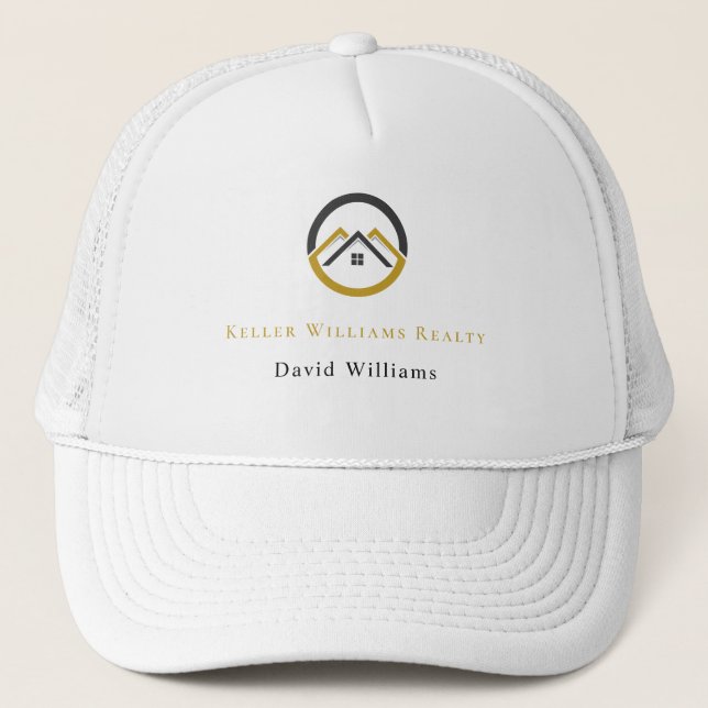 Gorra De Camionero Modern Real Estate white and gold custom logo  (Anverso)