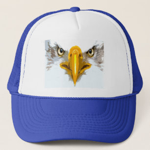 Gorra De Camionero Moderno arte pop de cabeza de águila blanca azul