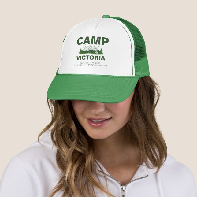 Gorra De Camionero Moderno camping de montaña Bachelorette Party (In situ)