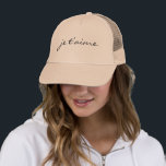 Gorra De Camionero Moderno je t’aime I Love You French Minimalista<br><div class="desc">Siéntanse libres de personalizar y personalizar esta moda y moderno je t'aime te amo en minimalista sombrero francés de camionero para ella. Las opciones de edición están disponibles.</div>
